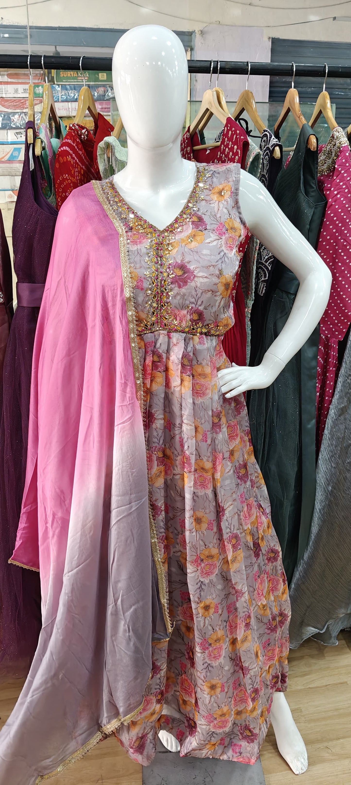 Pink alia cut long dress