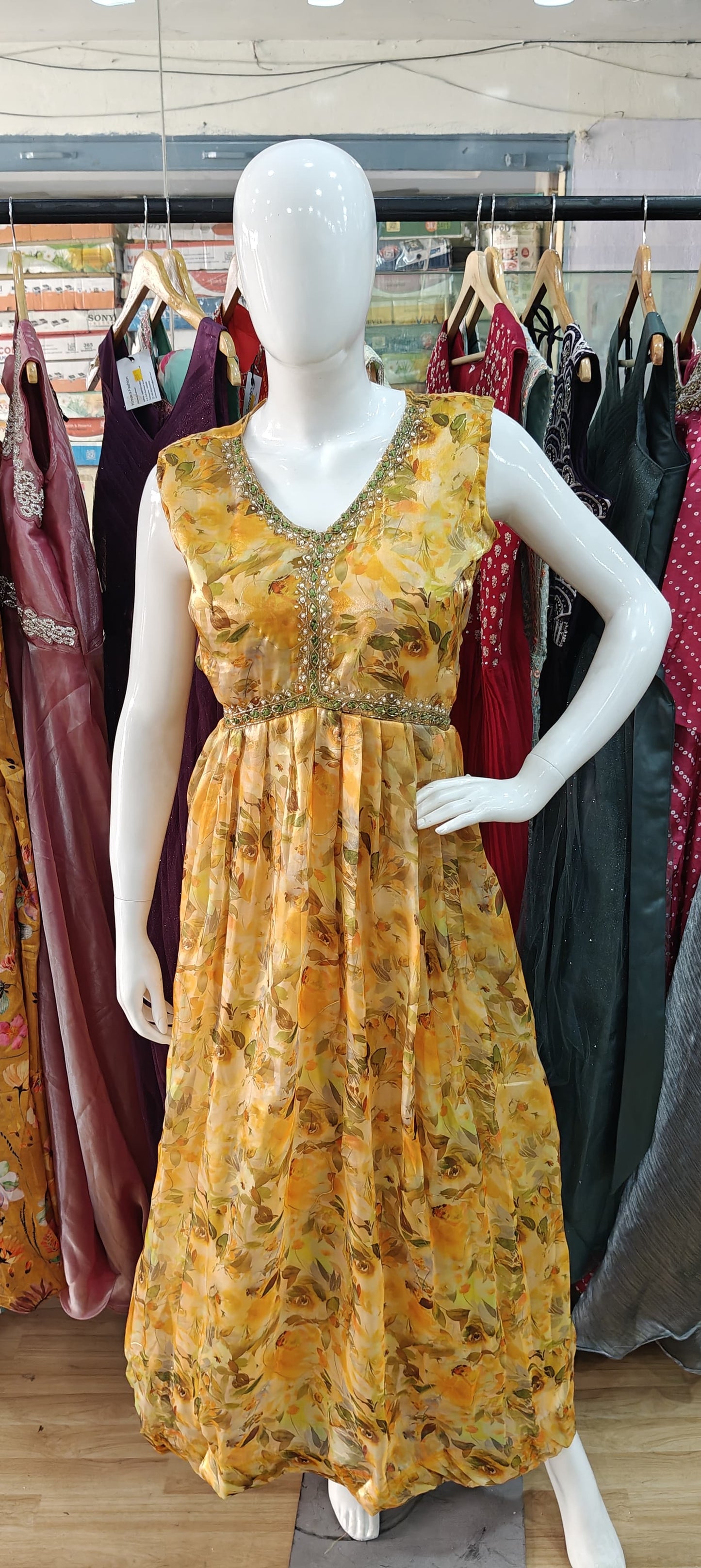 Yellow alia cut dress