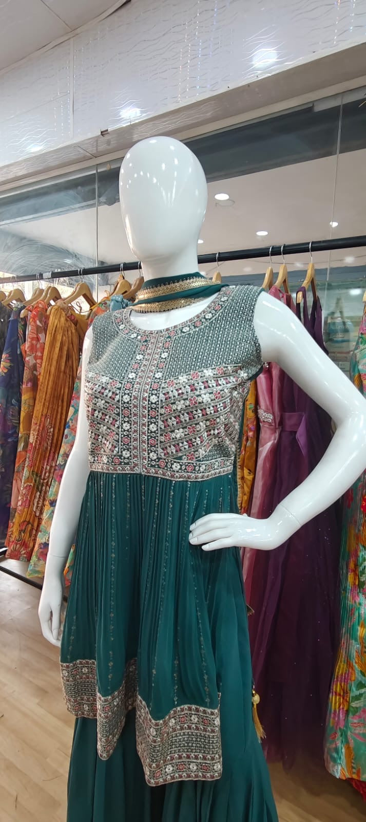 Dark Green sharara set