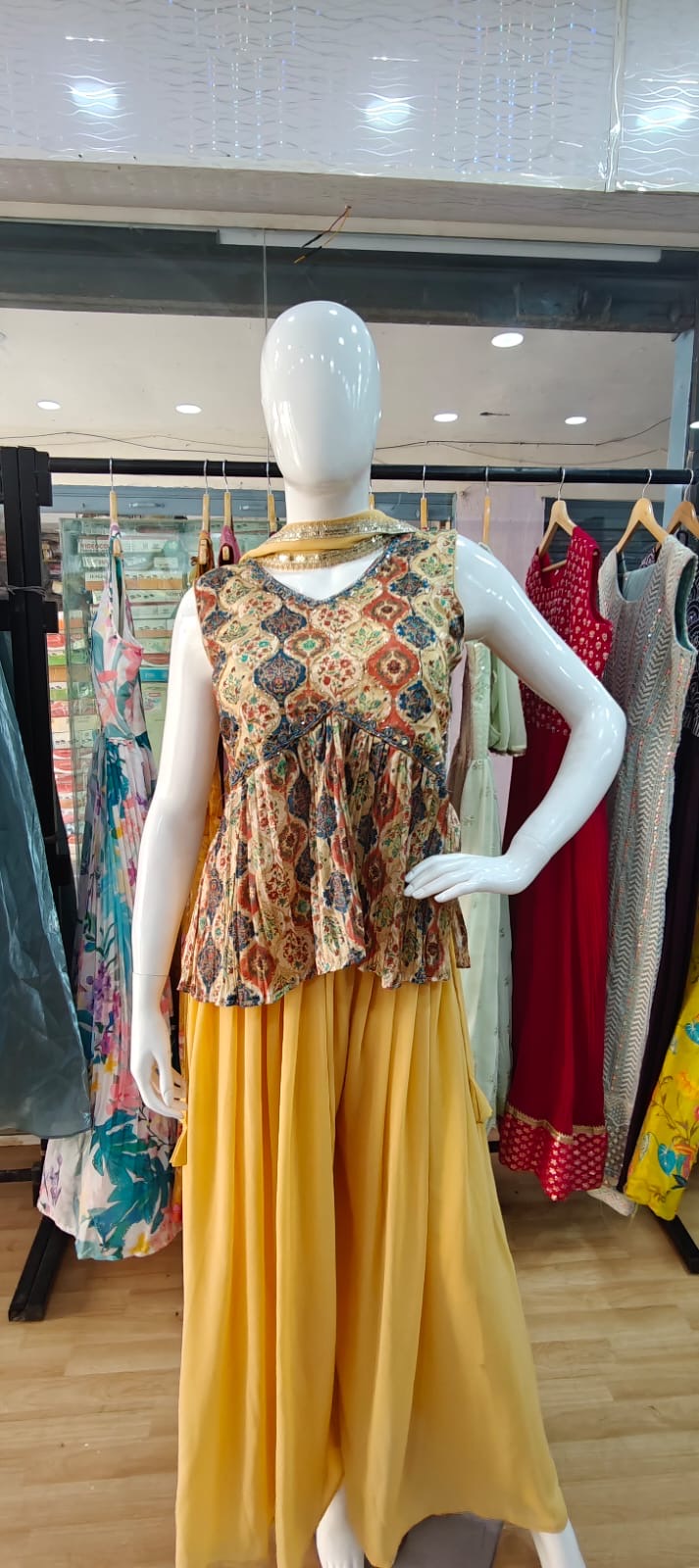Mustard yellow peplum set