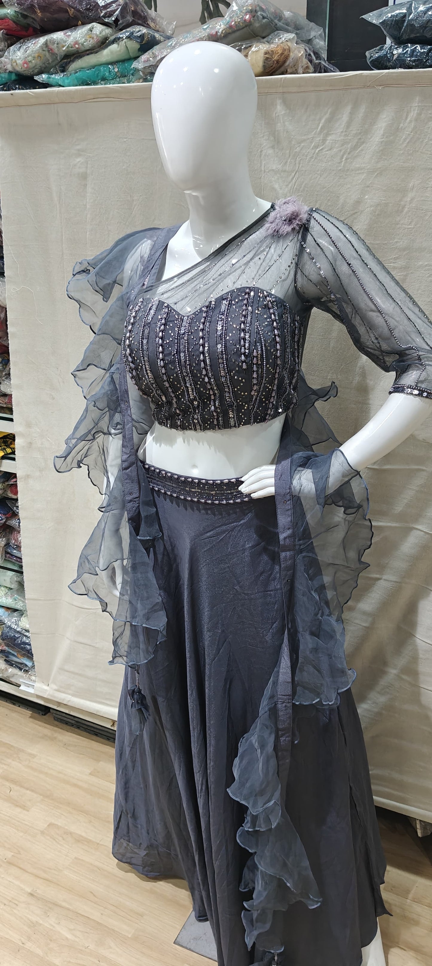 Designer grey lehenga