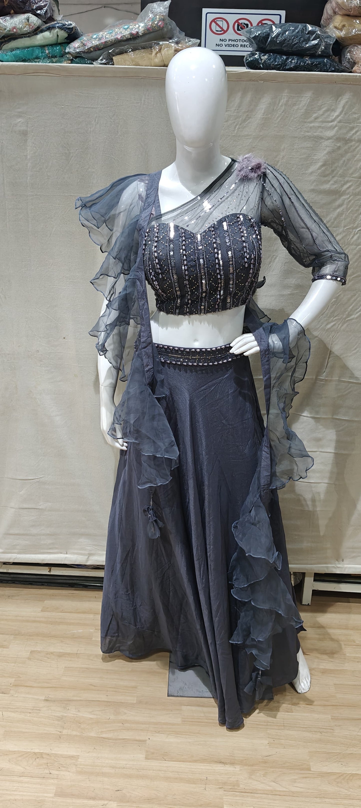 Designer grey lehenga