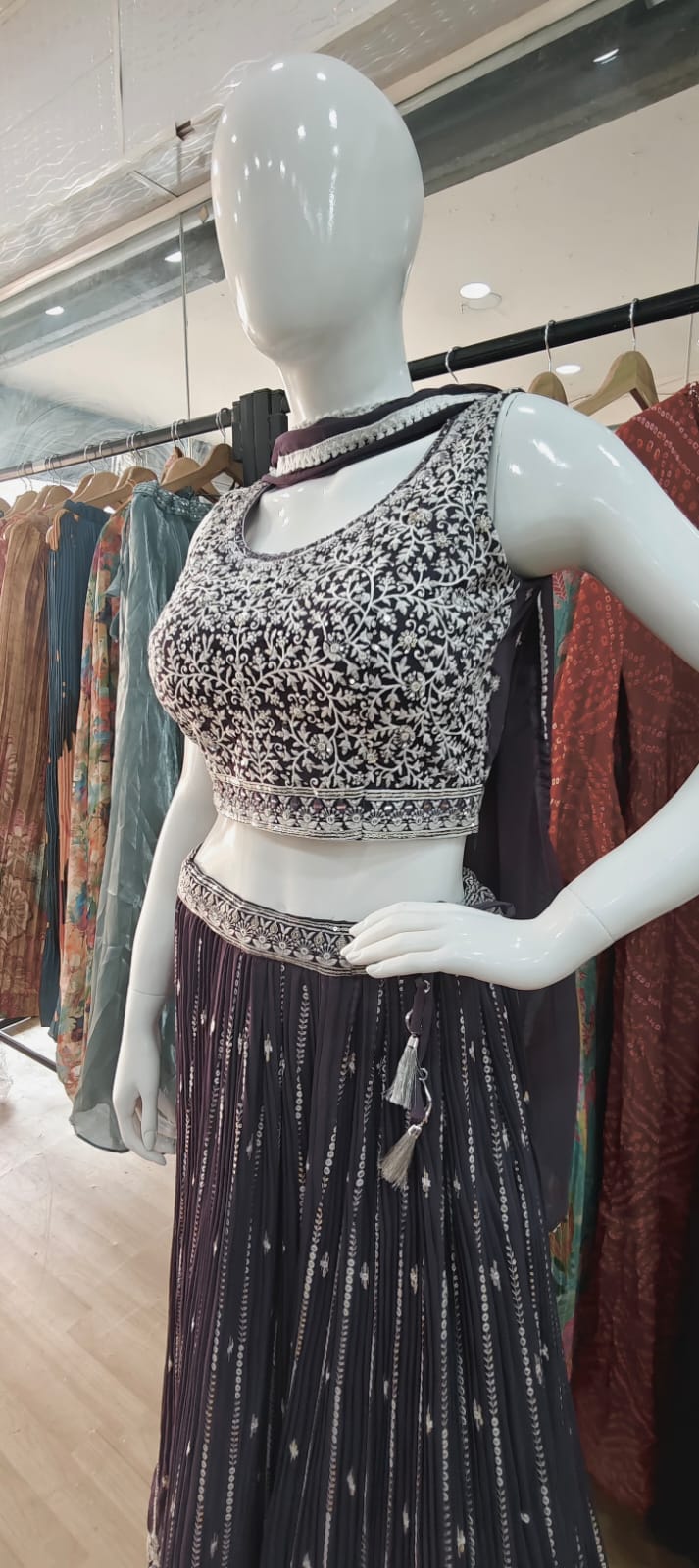 Georgette Crush Lehenga - purple