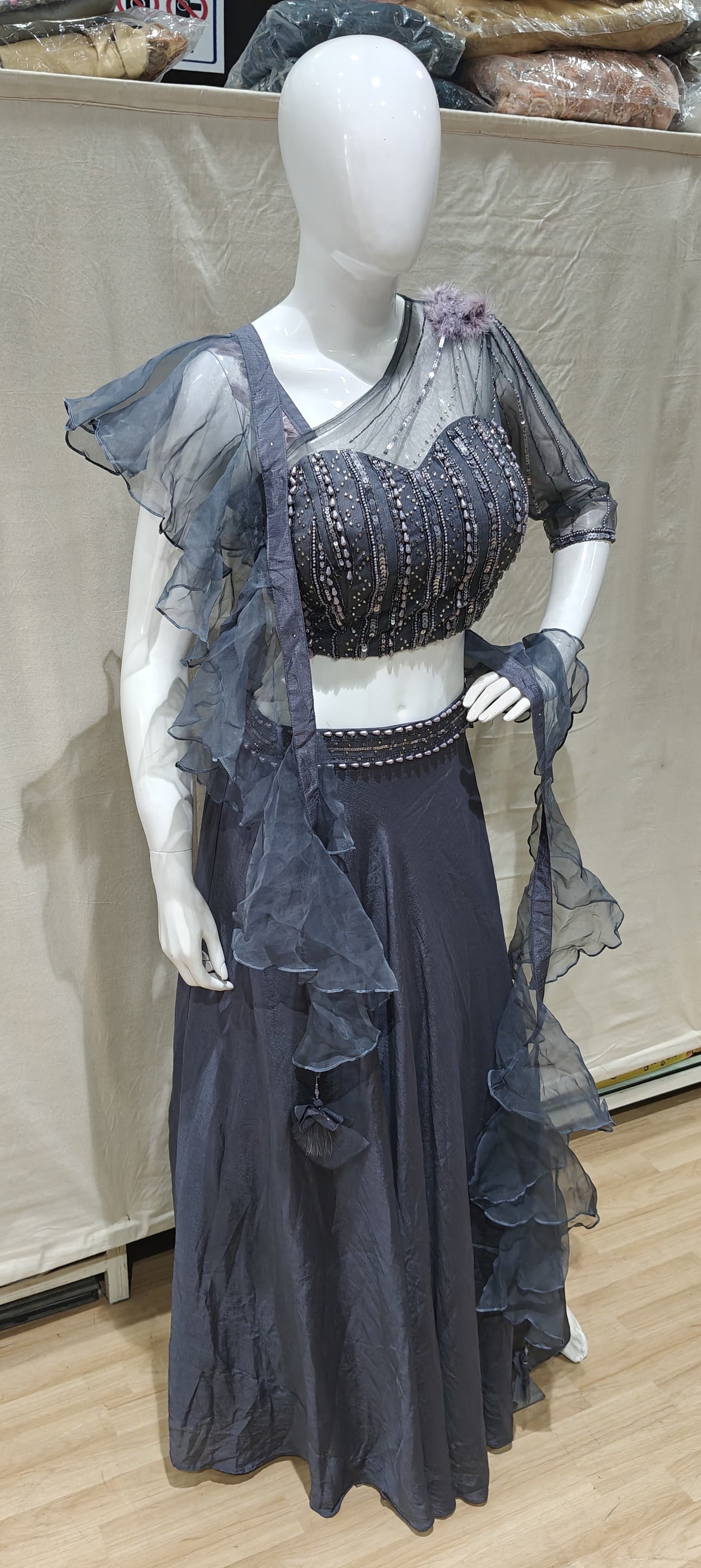 Designer grey lehenga