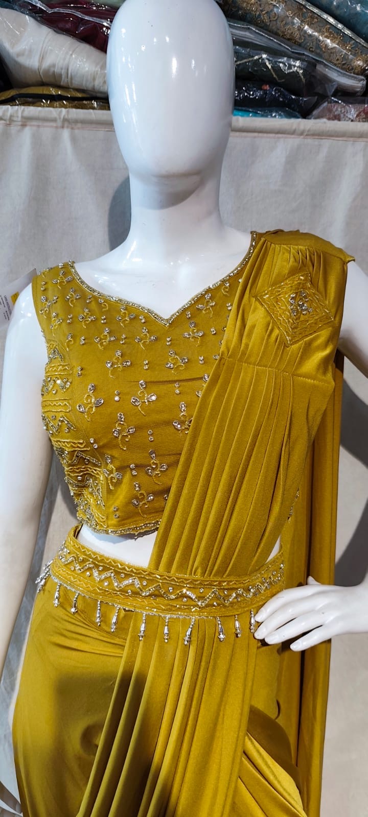 Yellow ready to wear saree