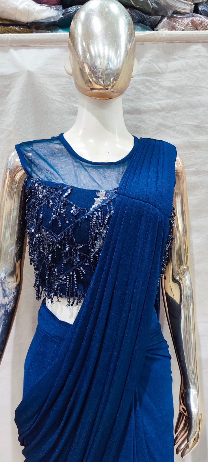 Designer blue one min saree