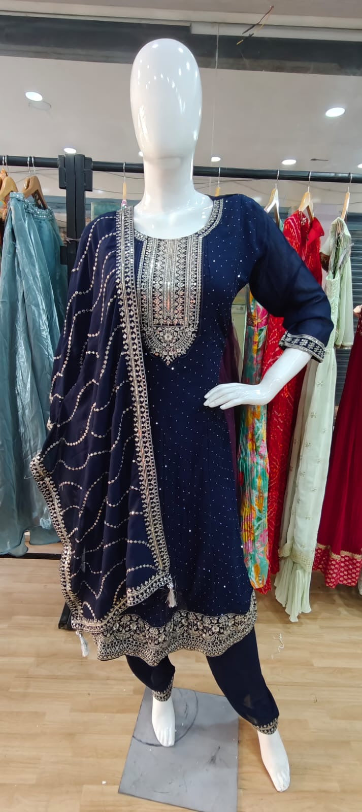 Blue suit with designer dupatta