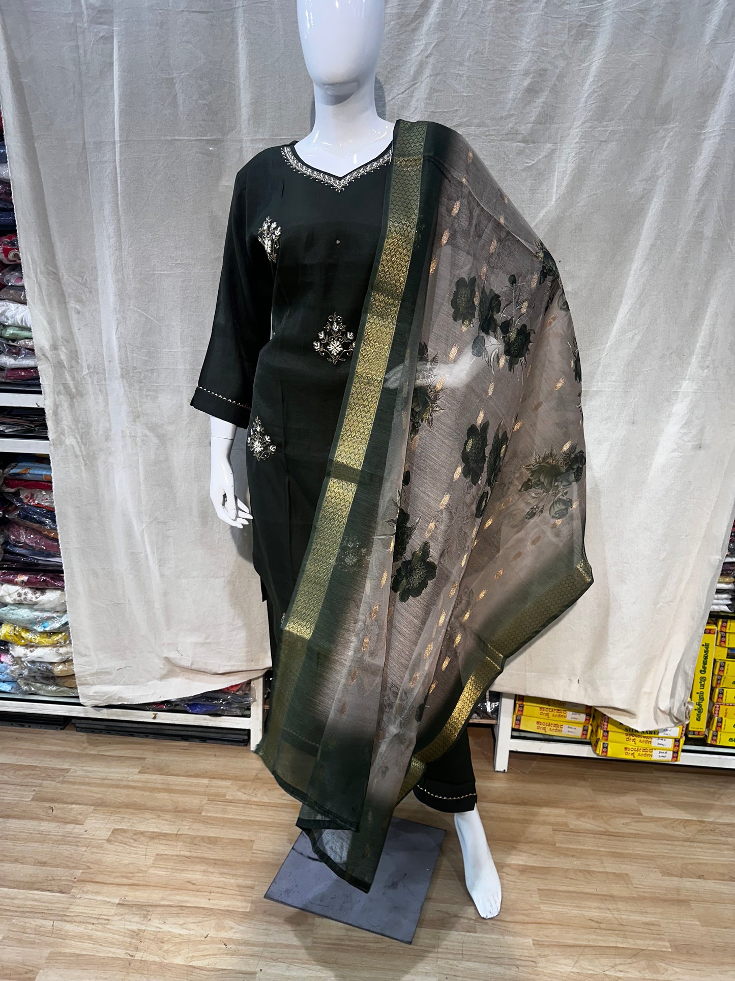 Green plus size salwar