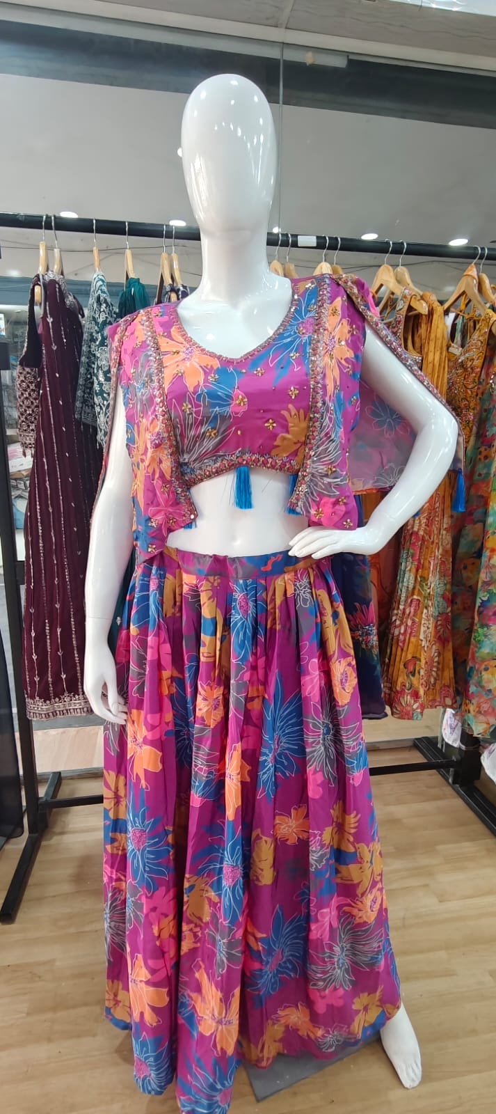 Designer Pink satin lehenga