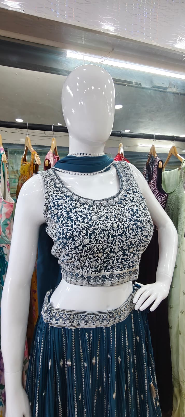 Heavily embroidered Lehenga blue
