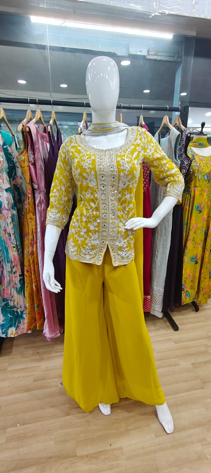 Bright Yellow peplum set