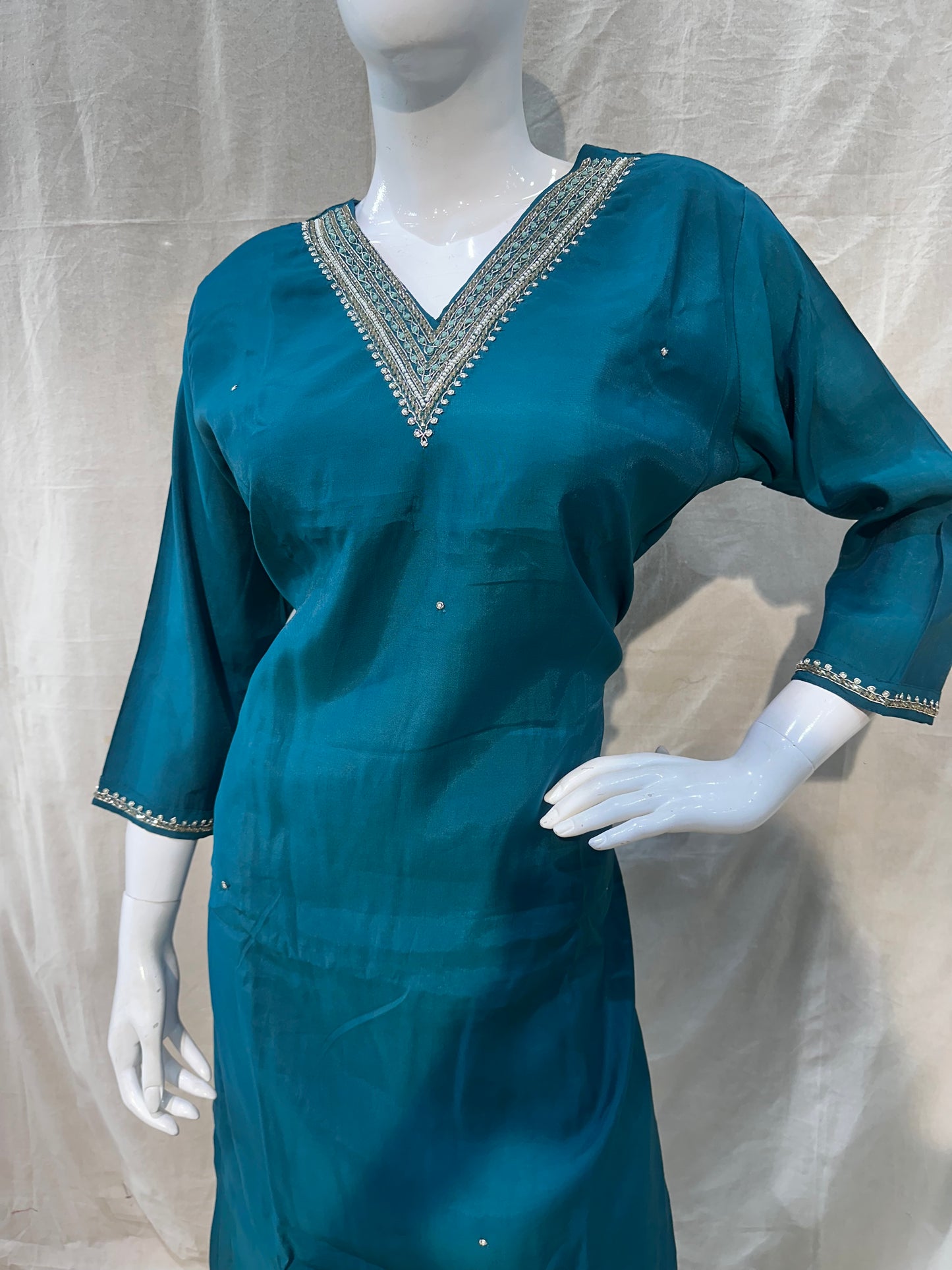Teal blue plus size salwar