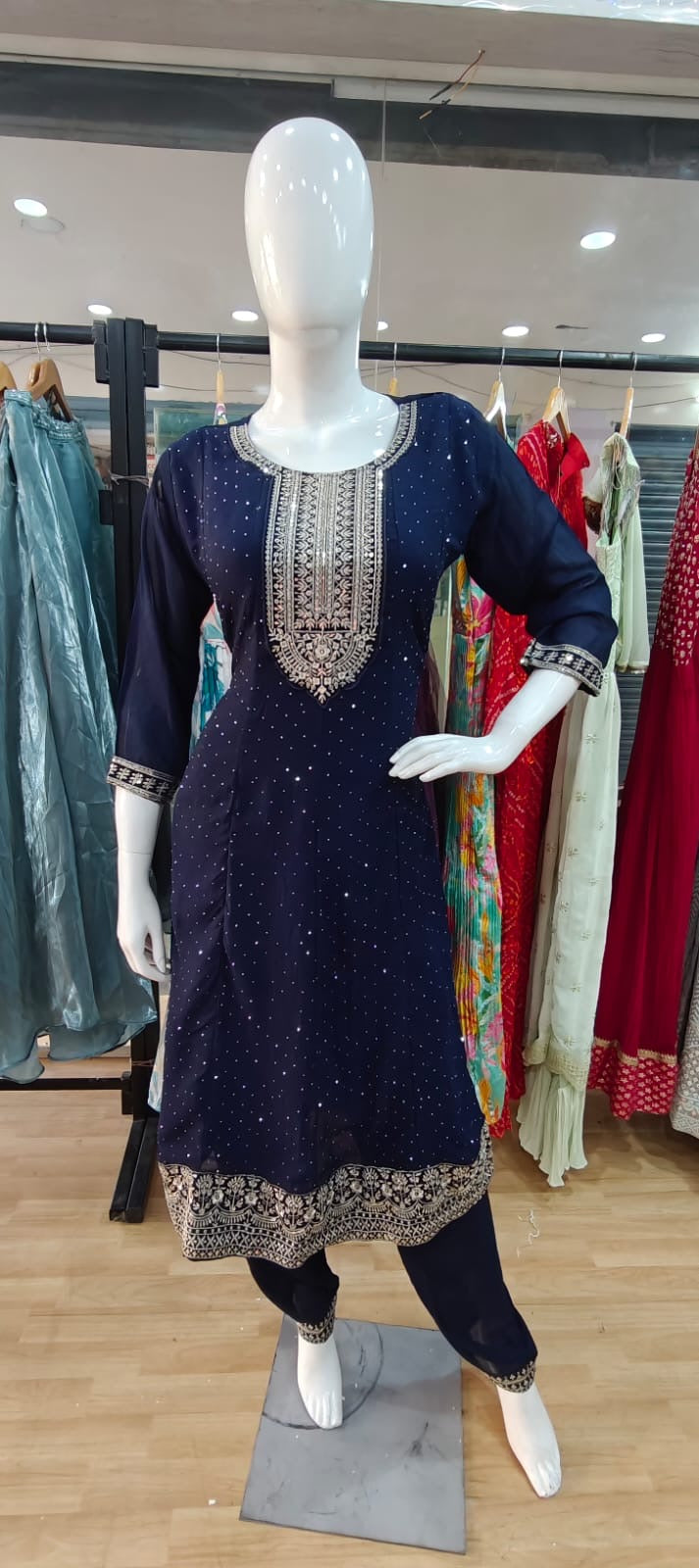 Blue suit with designer dupatta