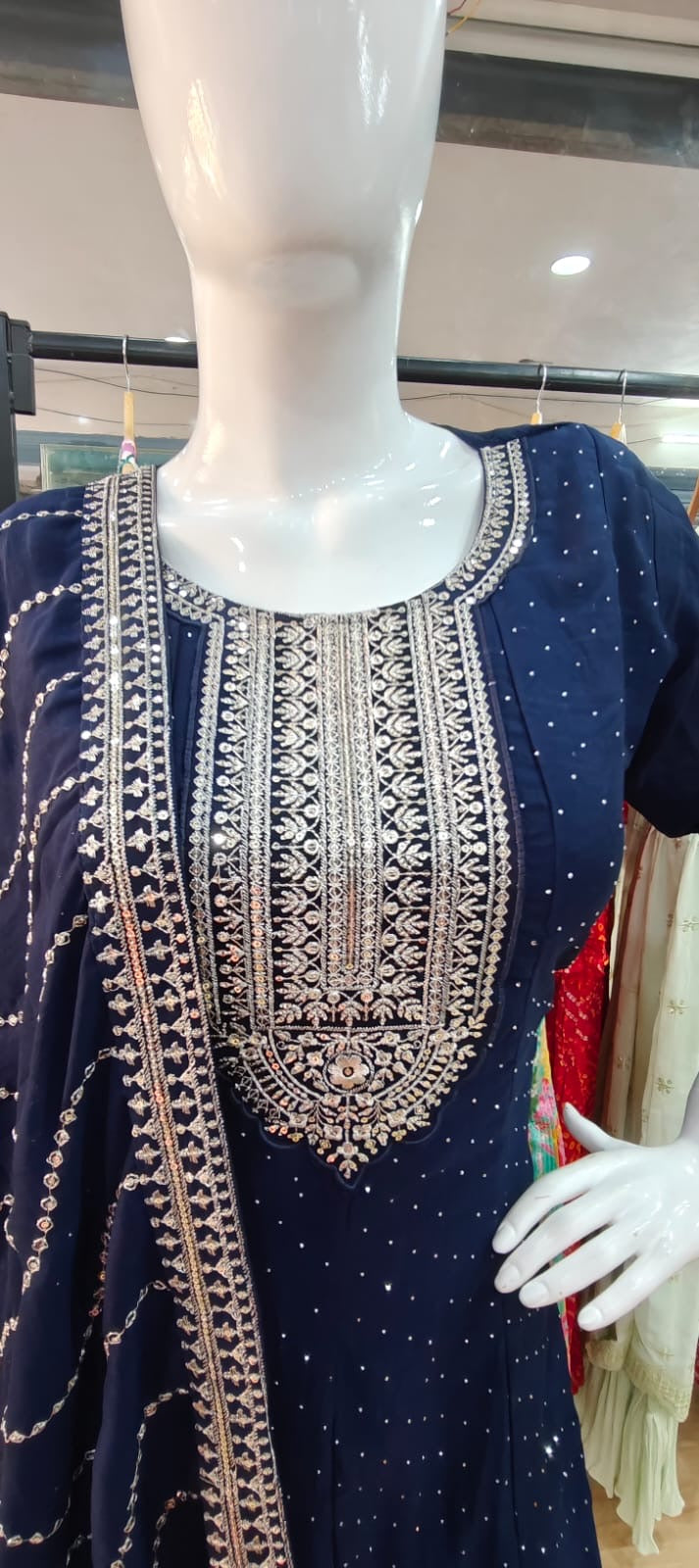 Blue suit with designer dupatta
