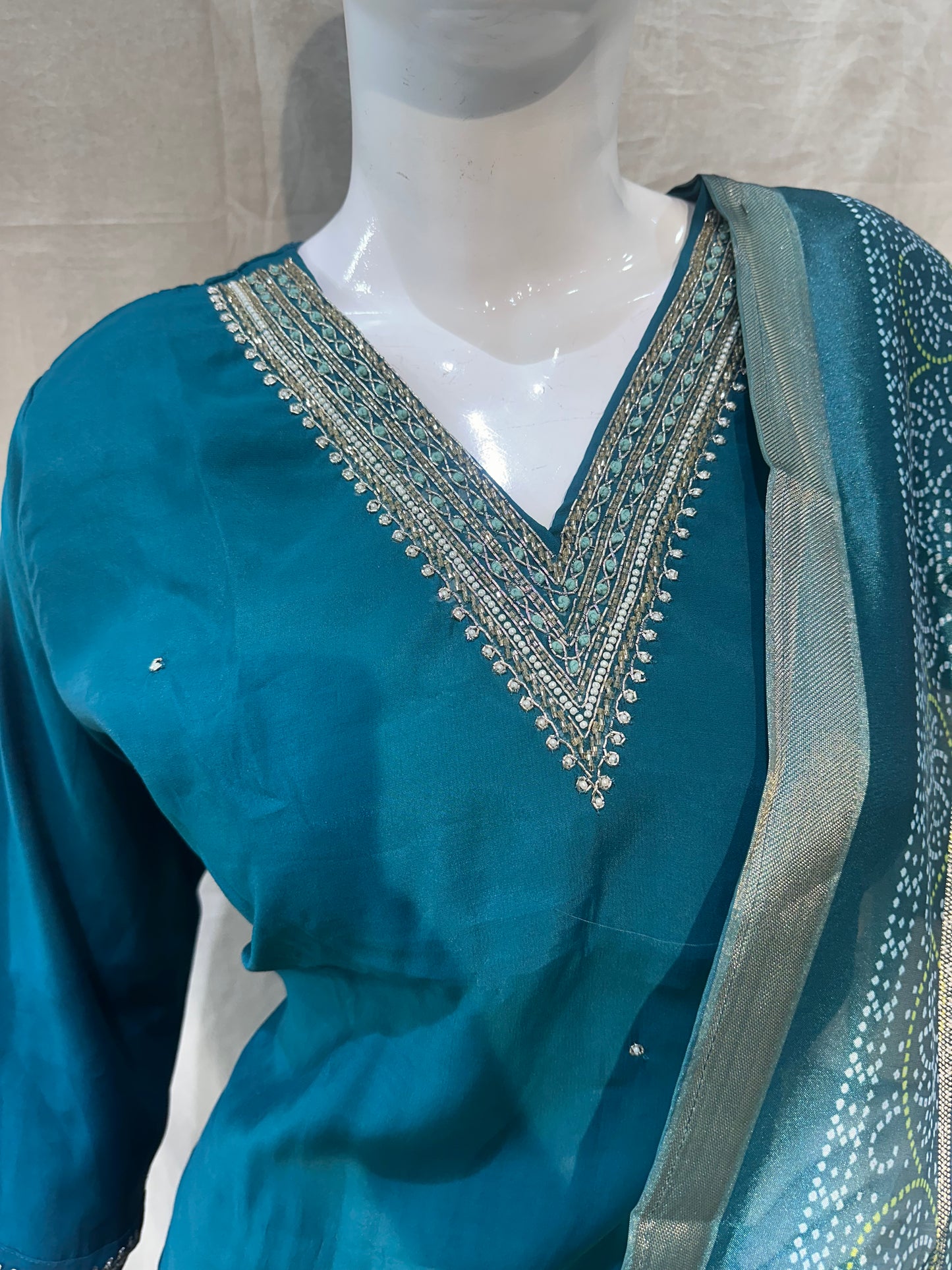 Teal blue plus size salwar