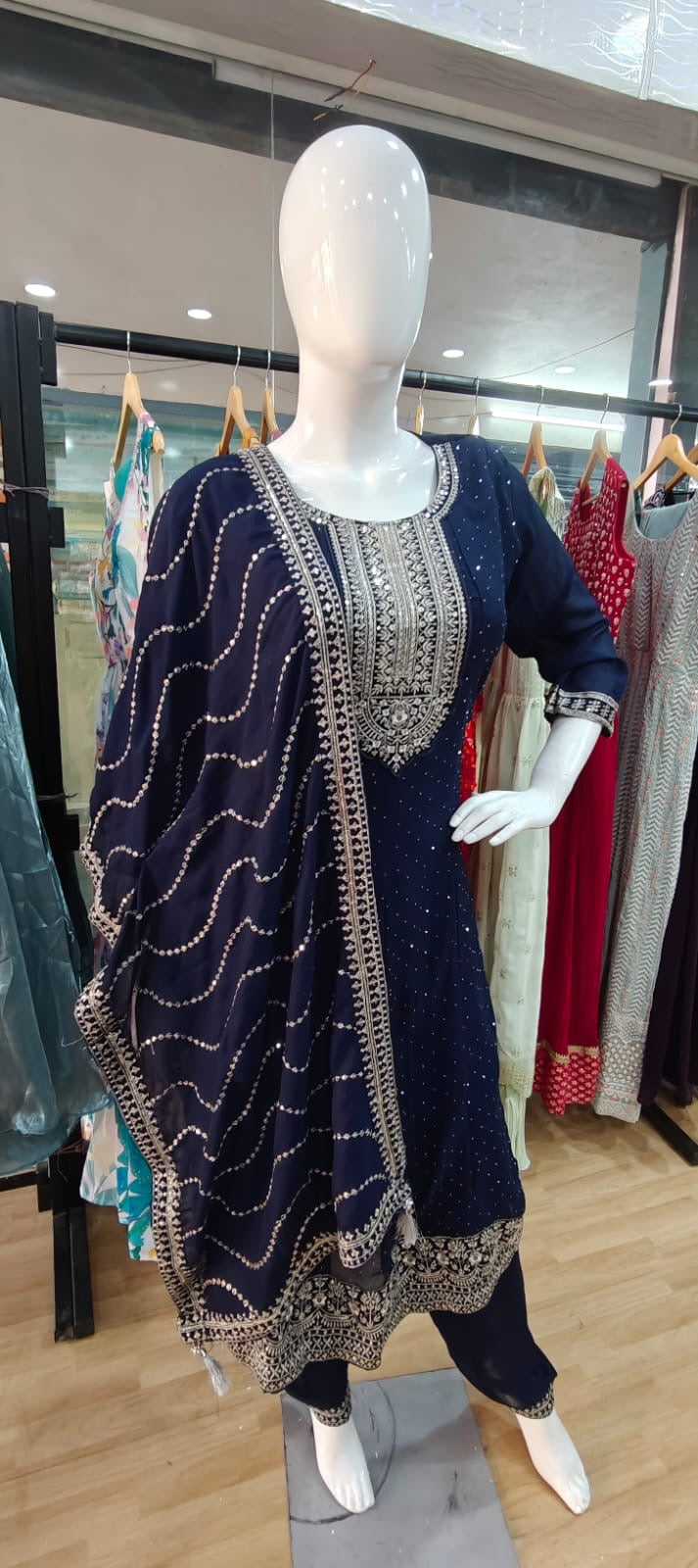 Blue suit with designer dupatta