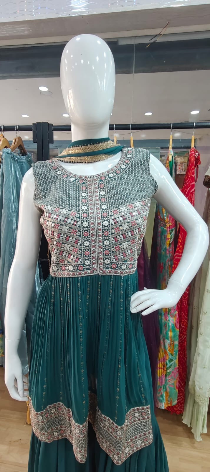 Dark Green sharara set