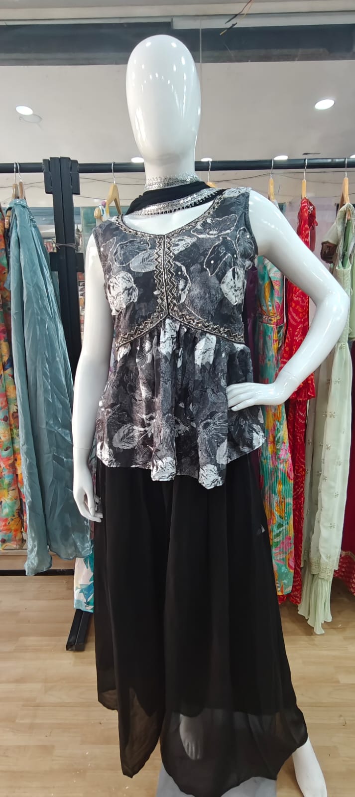 Black peplum set