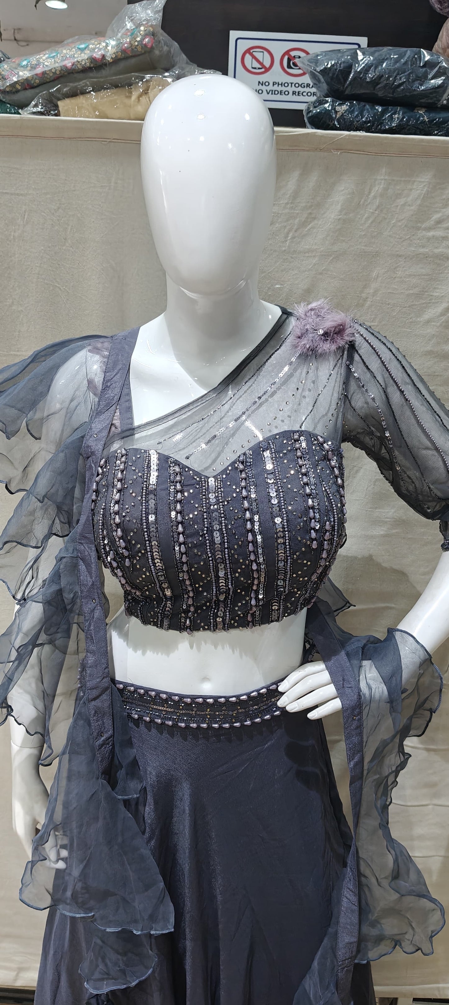 Designer grey lehenga