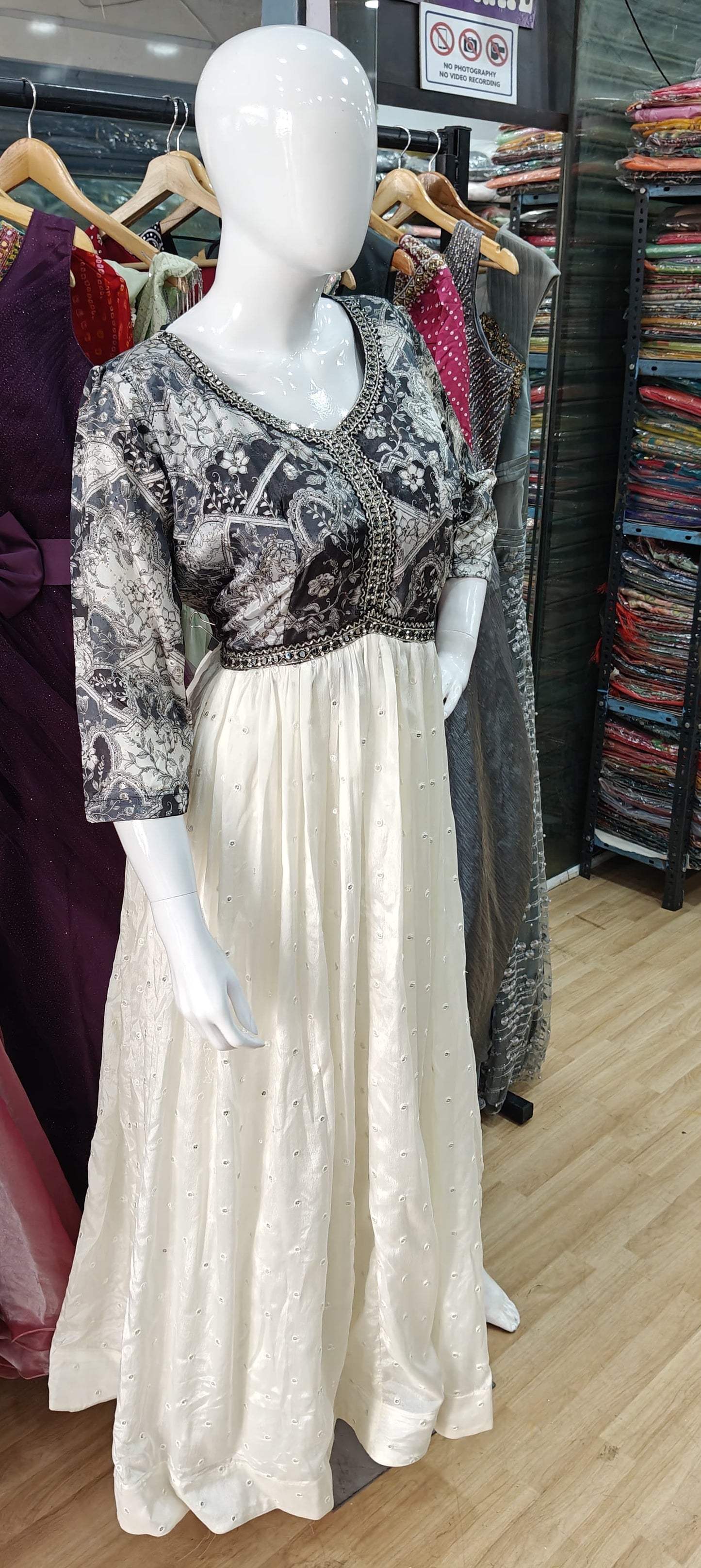 Black alia cut long gown