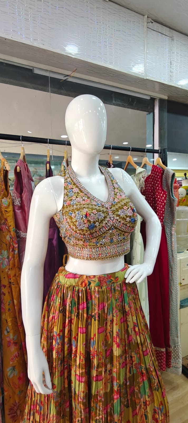 Halter Neck Crush lehenga