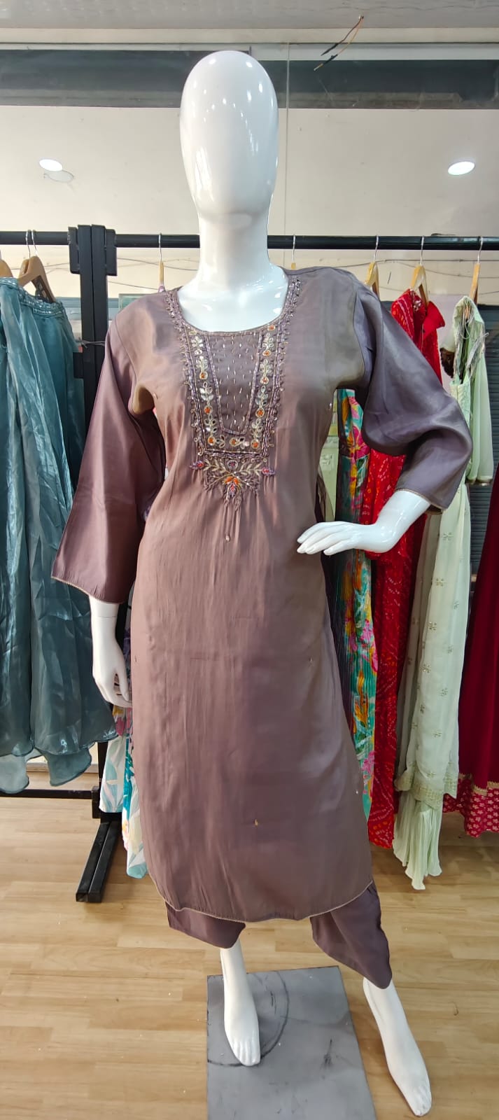 Blush pink with printed dupatta