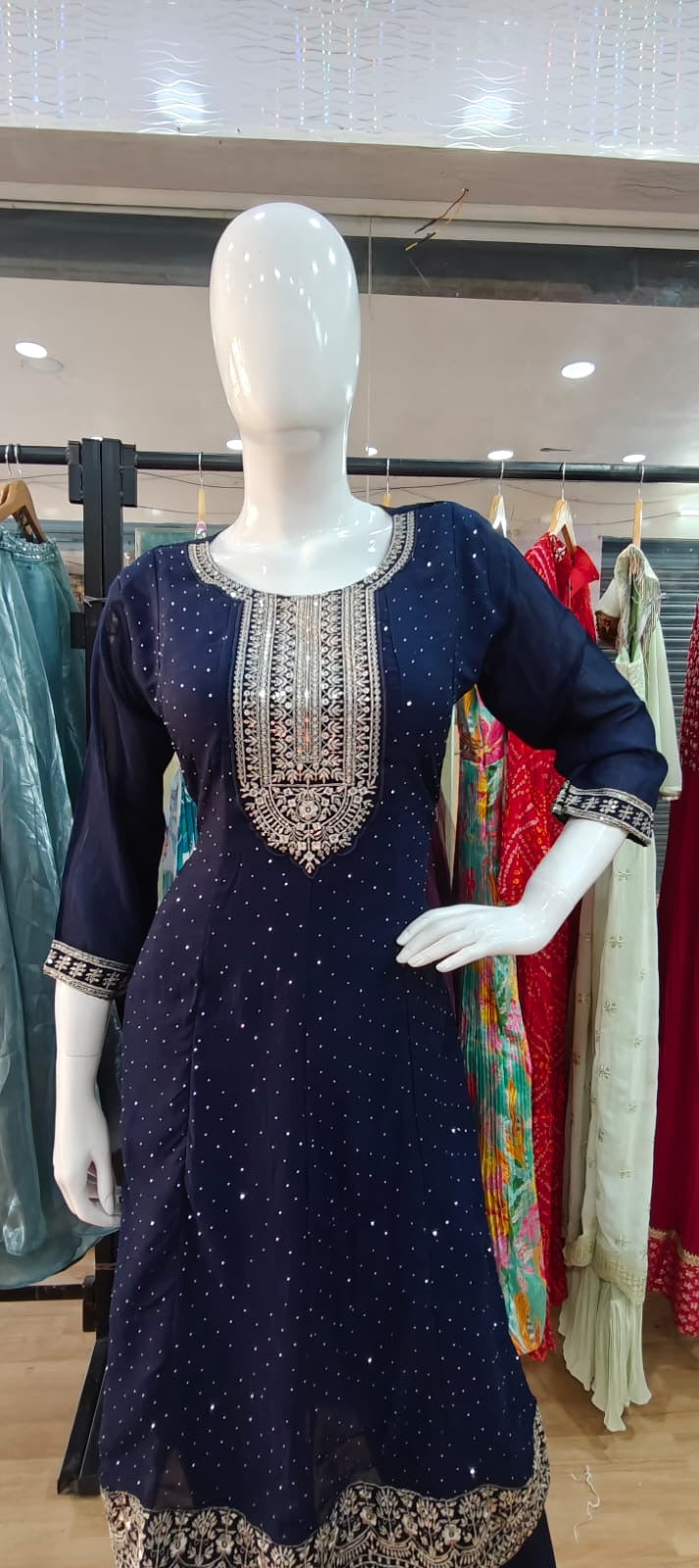 Blue suit with designer dupatta