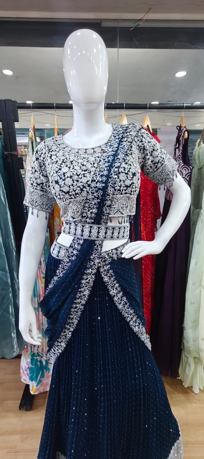 Drape style Lehenga- Royal Blue