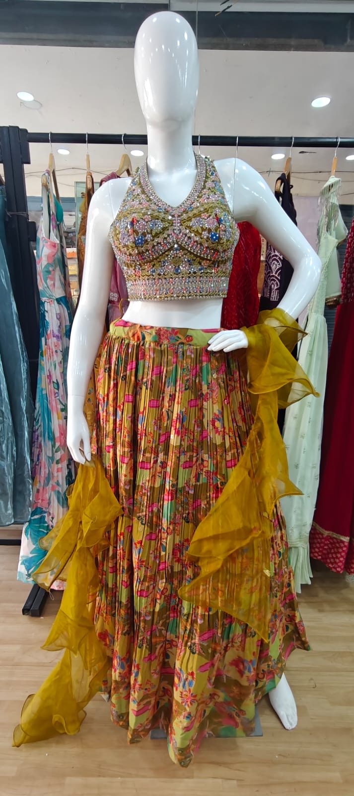 Halter Neck Crush lehenga