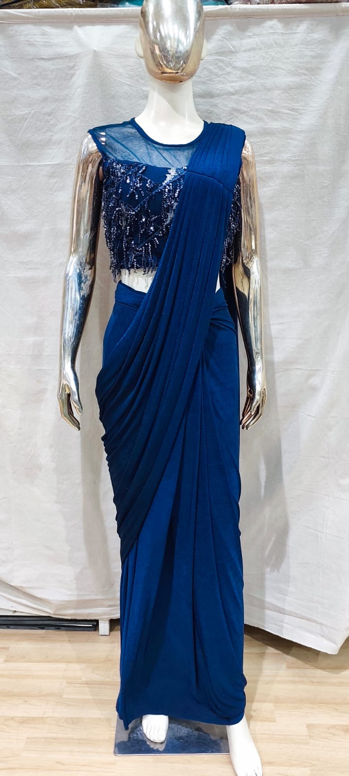 Designer blue one min saree