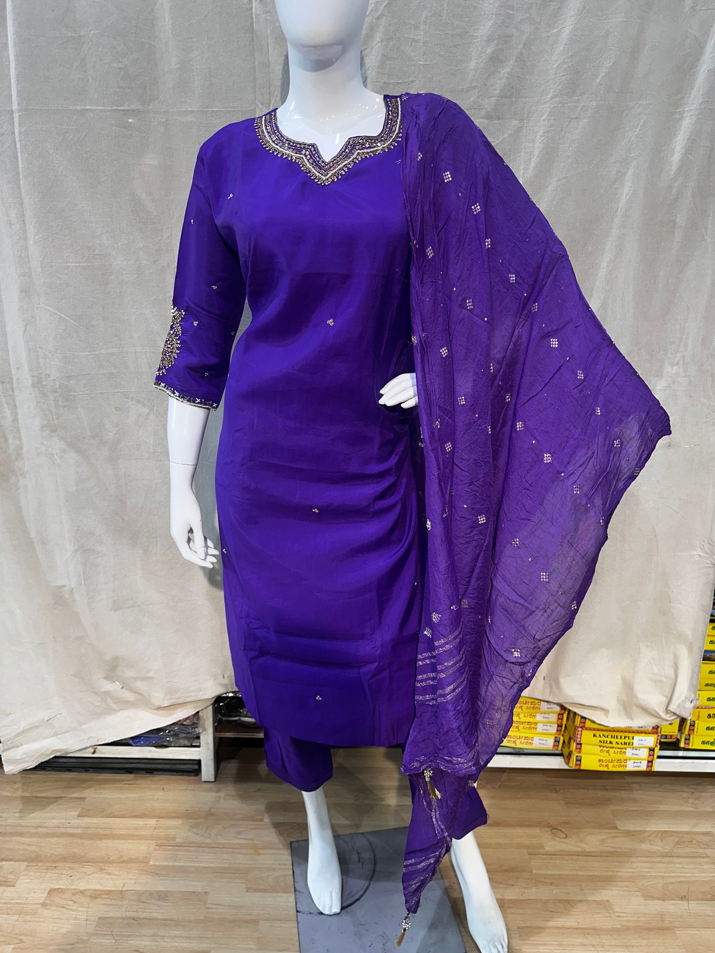 Deep purple plus size salwar