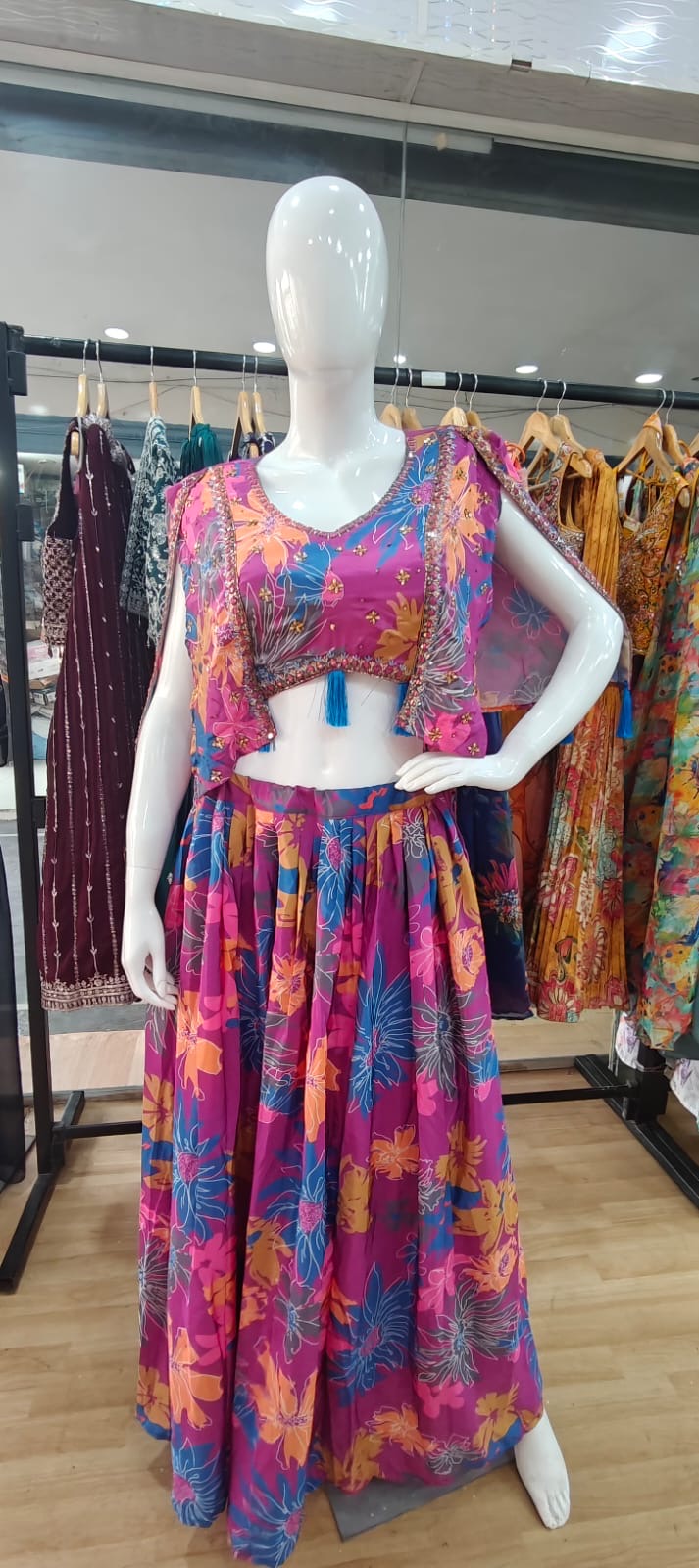 Designer Pink satin lehenga