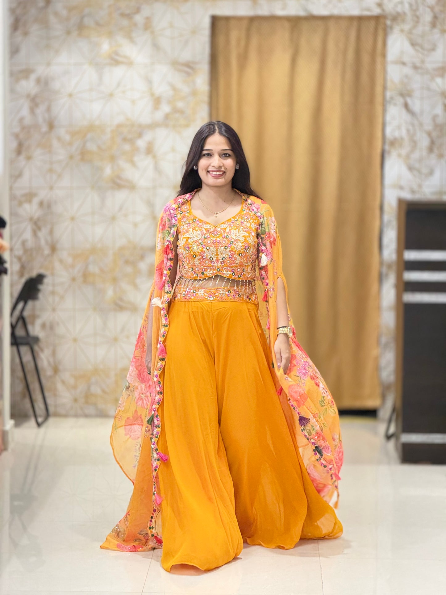 Jacket style Indo western orange