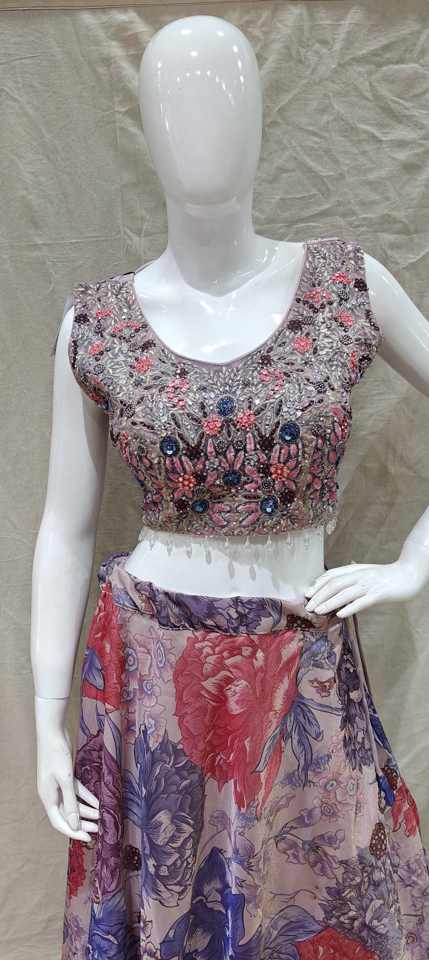 Multi coloured floral lehenga