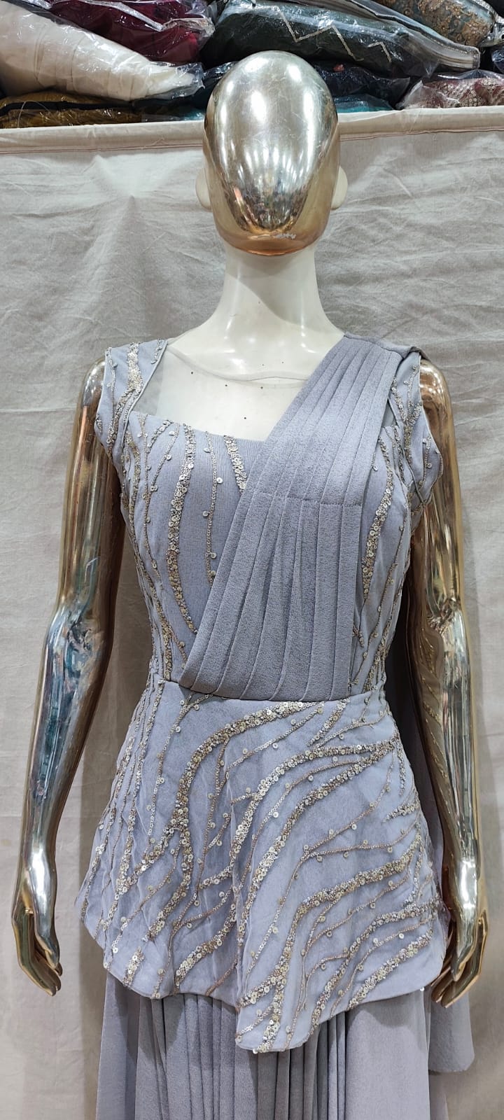 Saree Gown with peplum style design