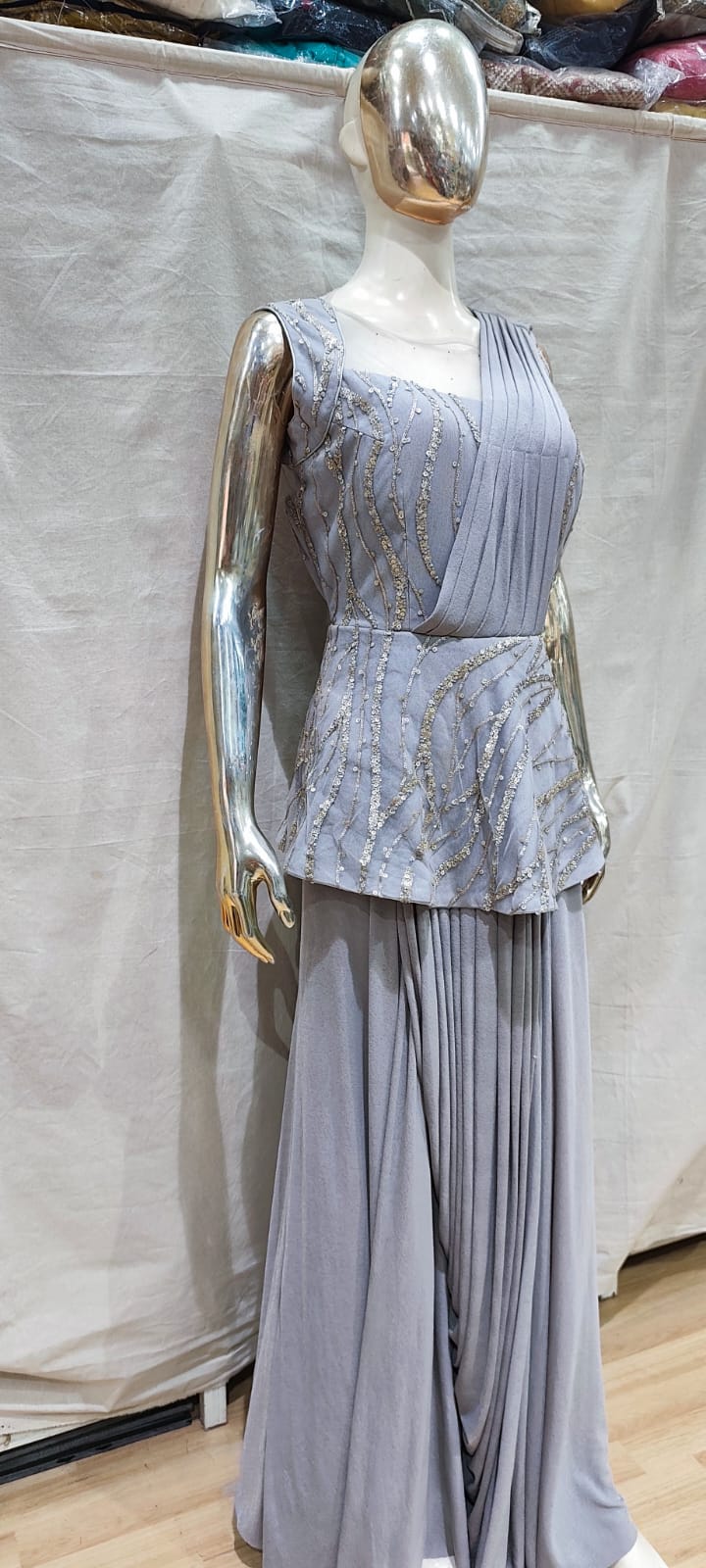 Saree Gown with peplum style design