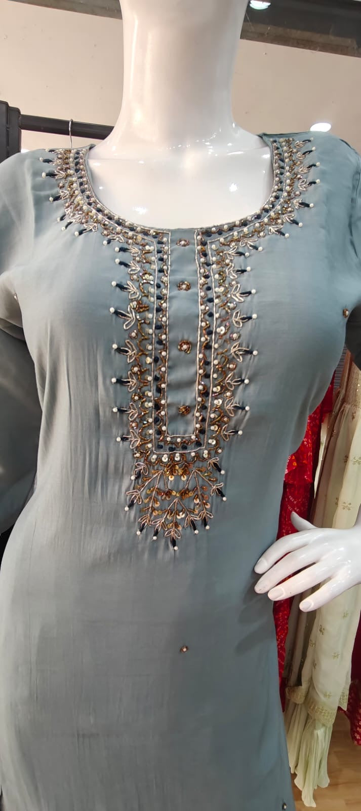 Sky blue suit with banarasi dupatta