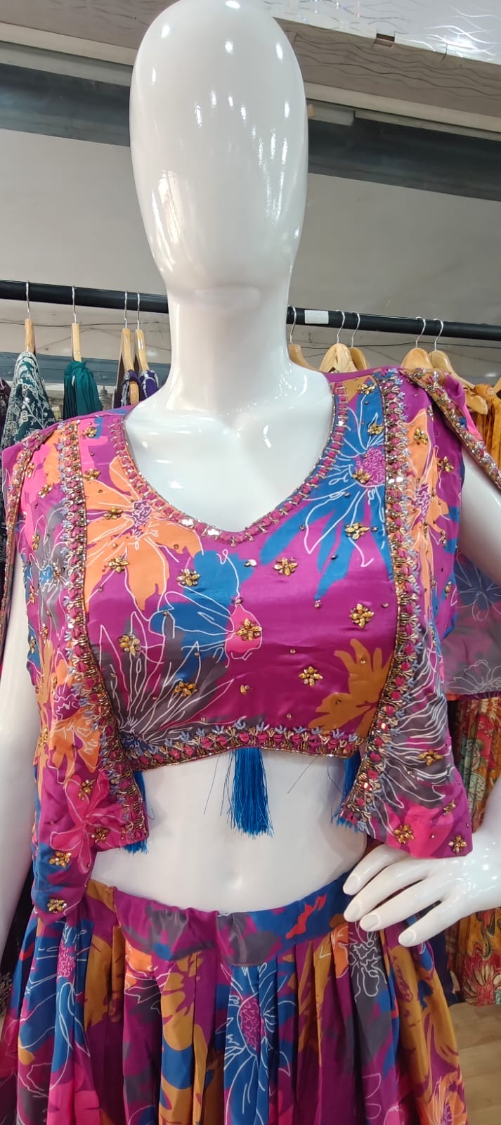 Designer Pink satin lehenga