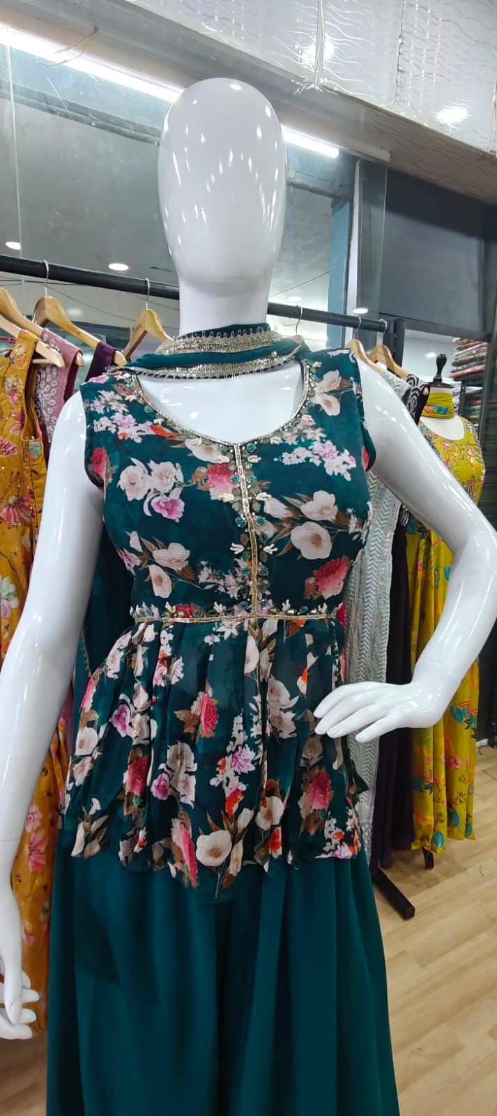 Royal green peplum set