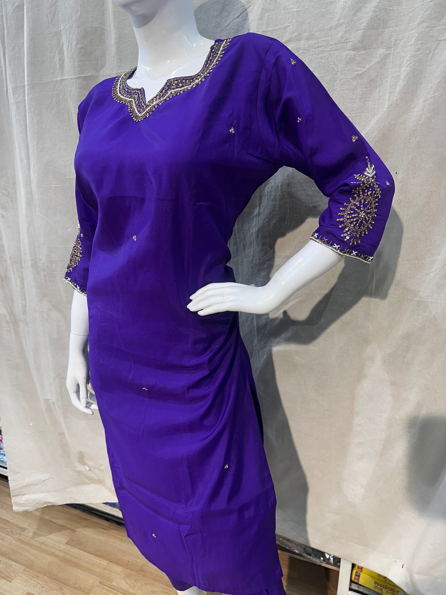 Deep purple plus size salwar
