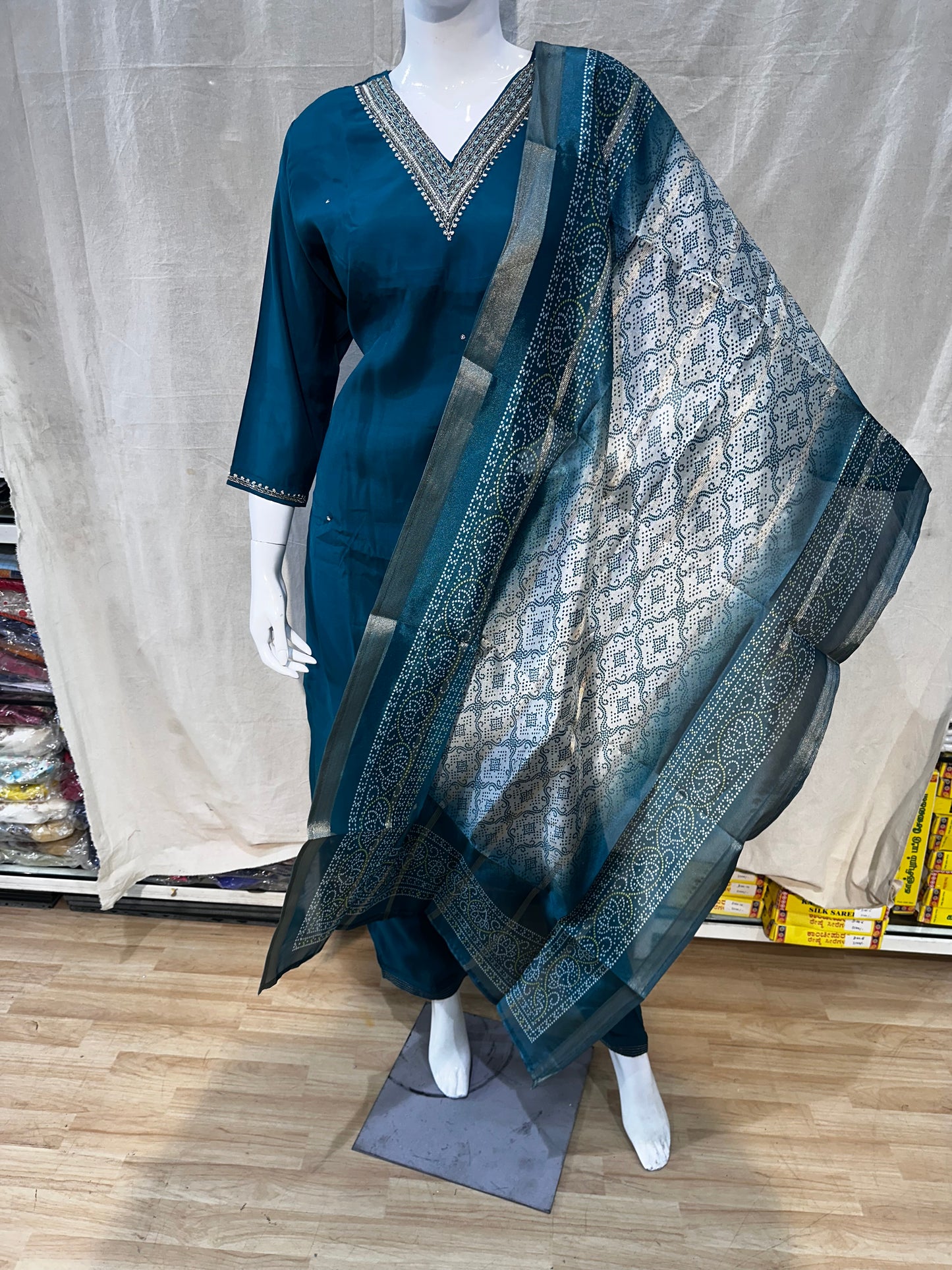 Teal blue plus size salwar