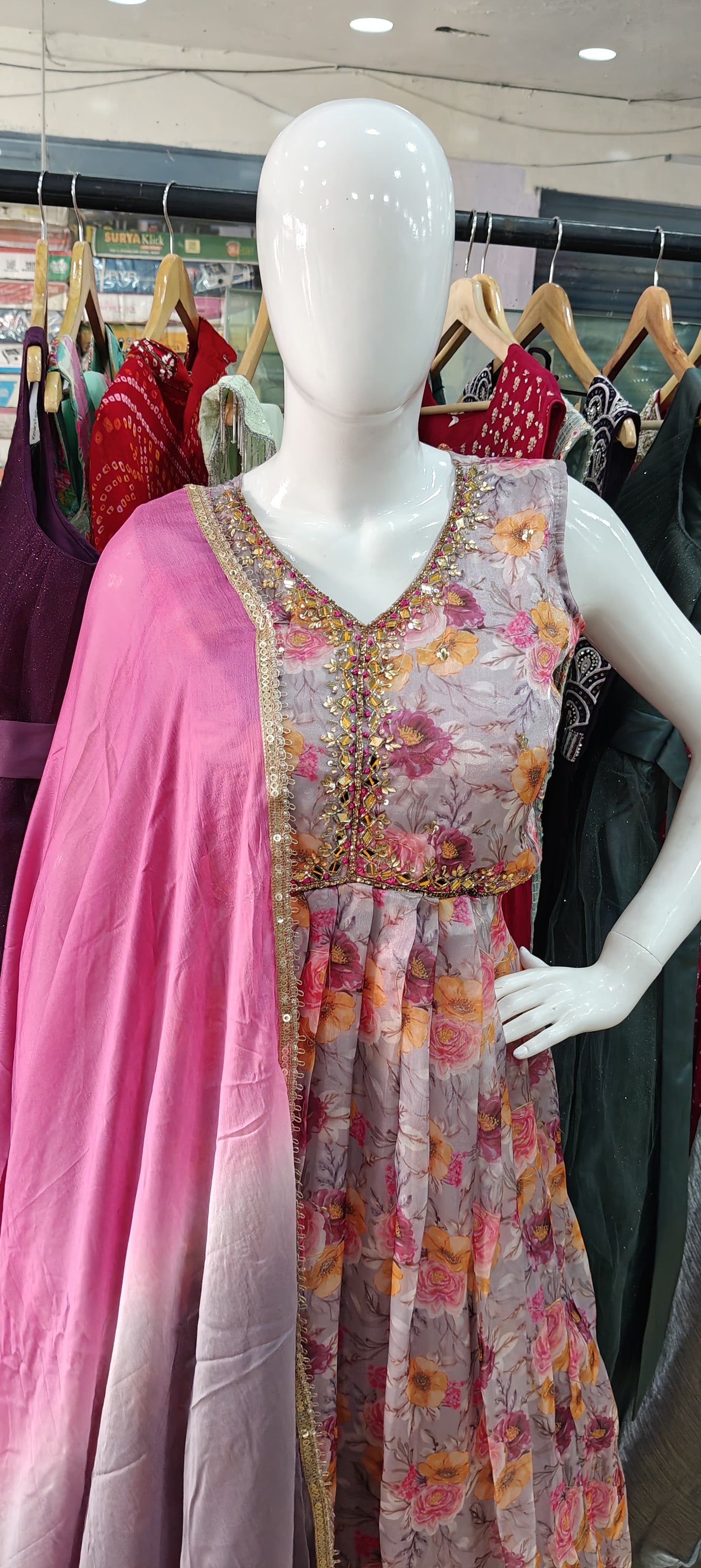 Pink alia cut long dress