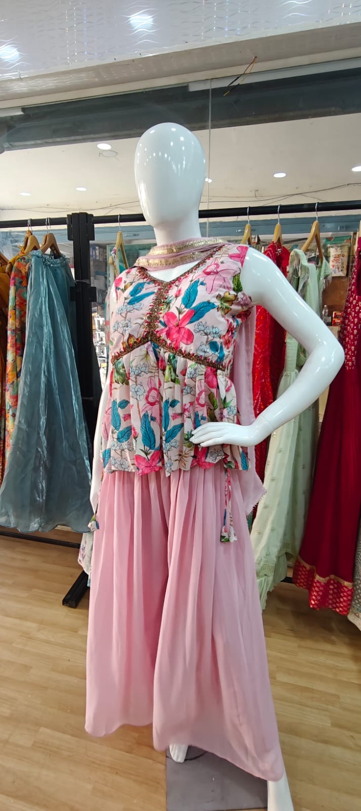 Baby pink peplum set