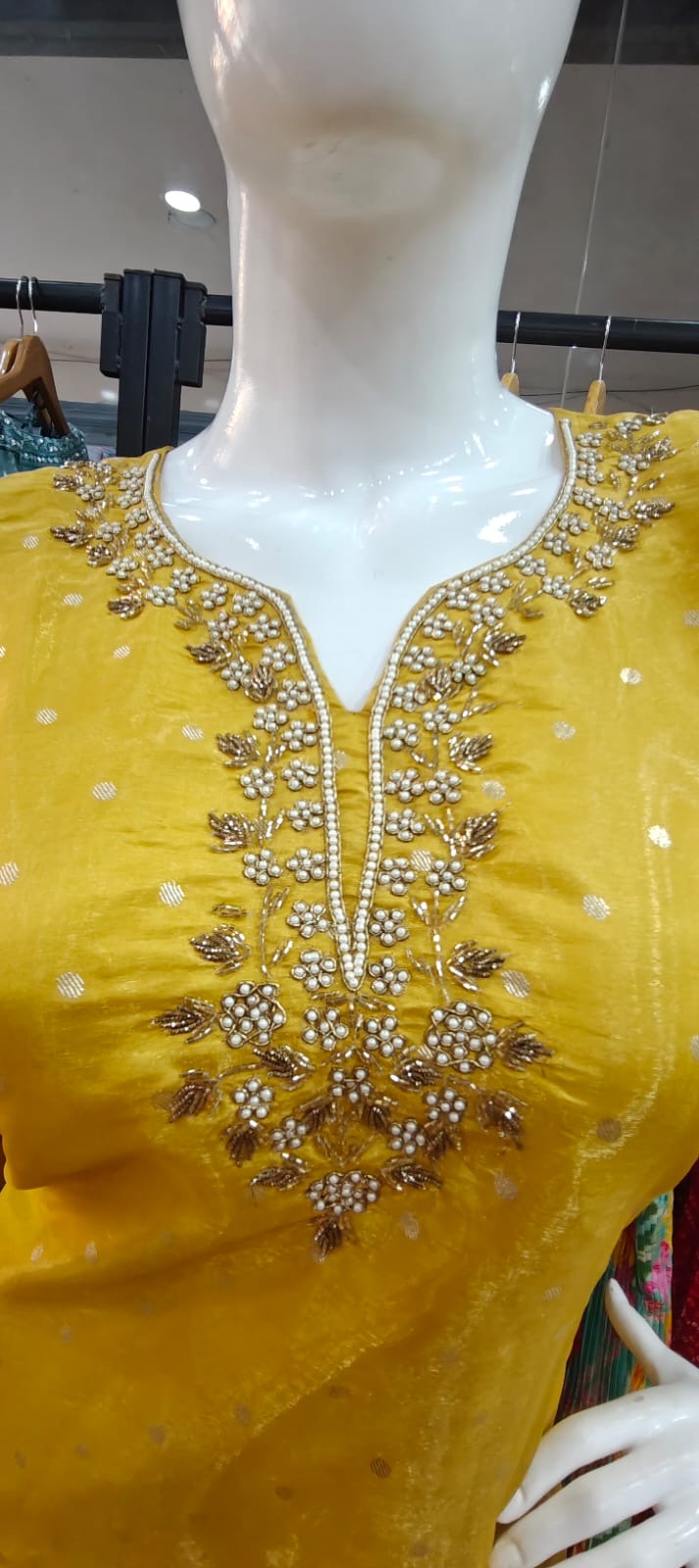 Yellow tissue silk suit
