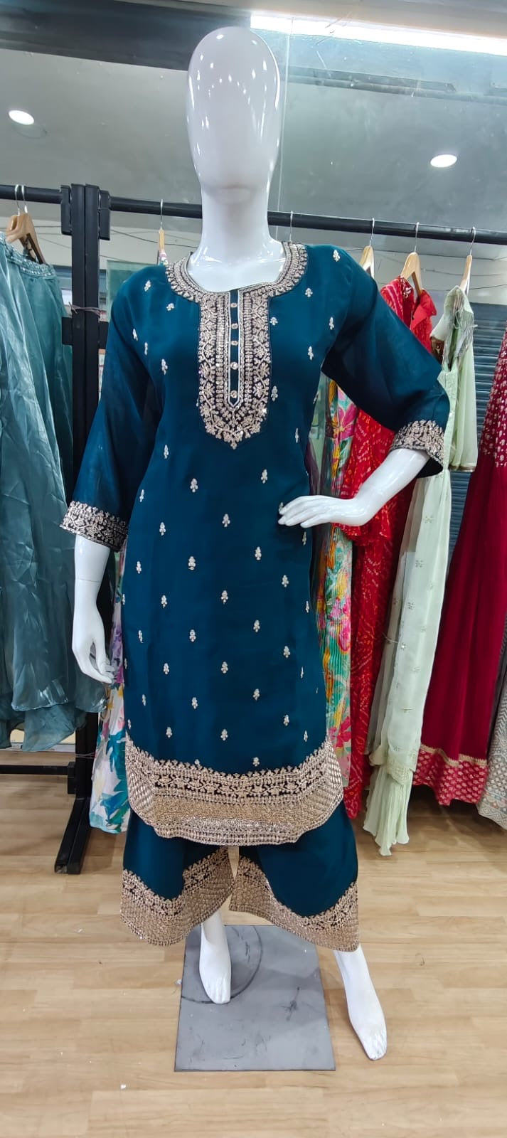 Blue suit with embroidered dupatta