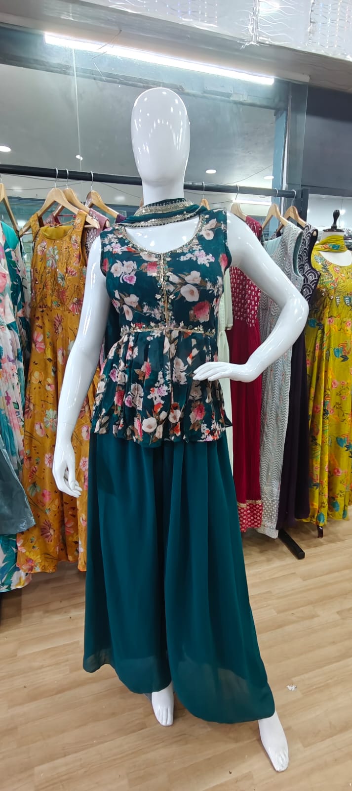 Royal green peplum set