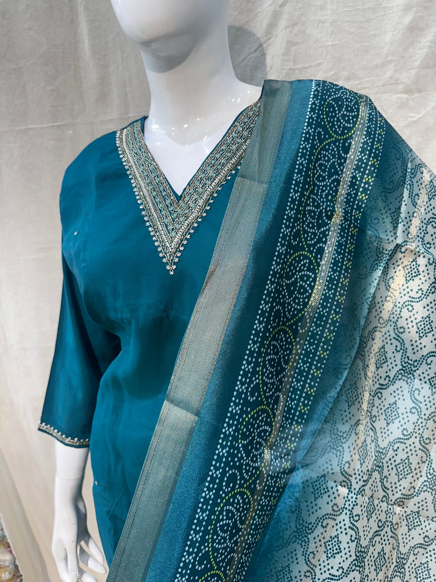 Teal blue plus size salwar