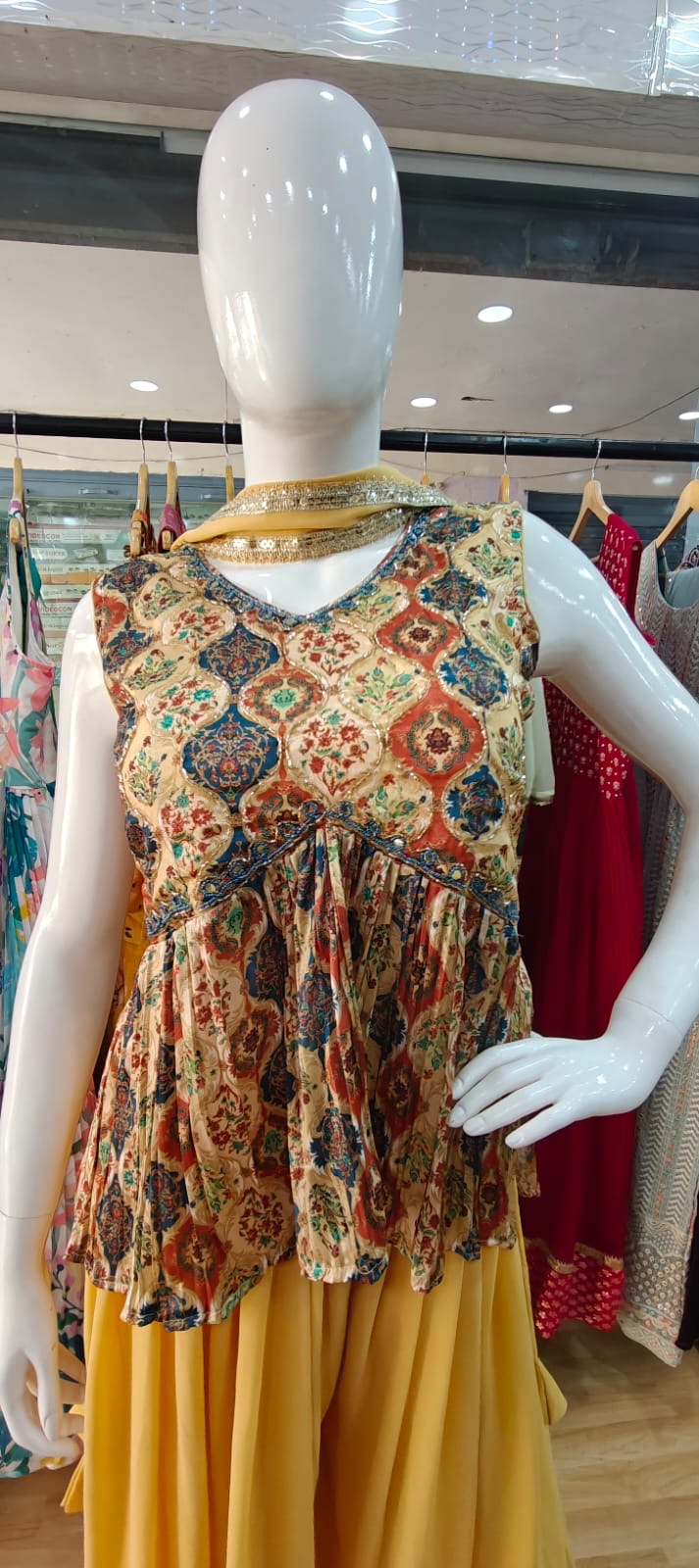 Mustard yellow peplum set