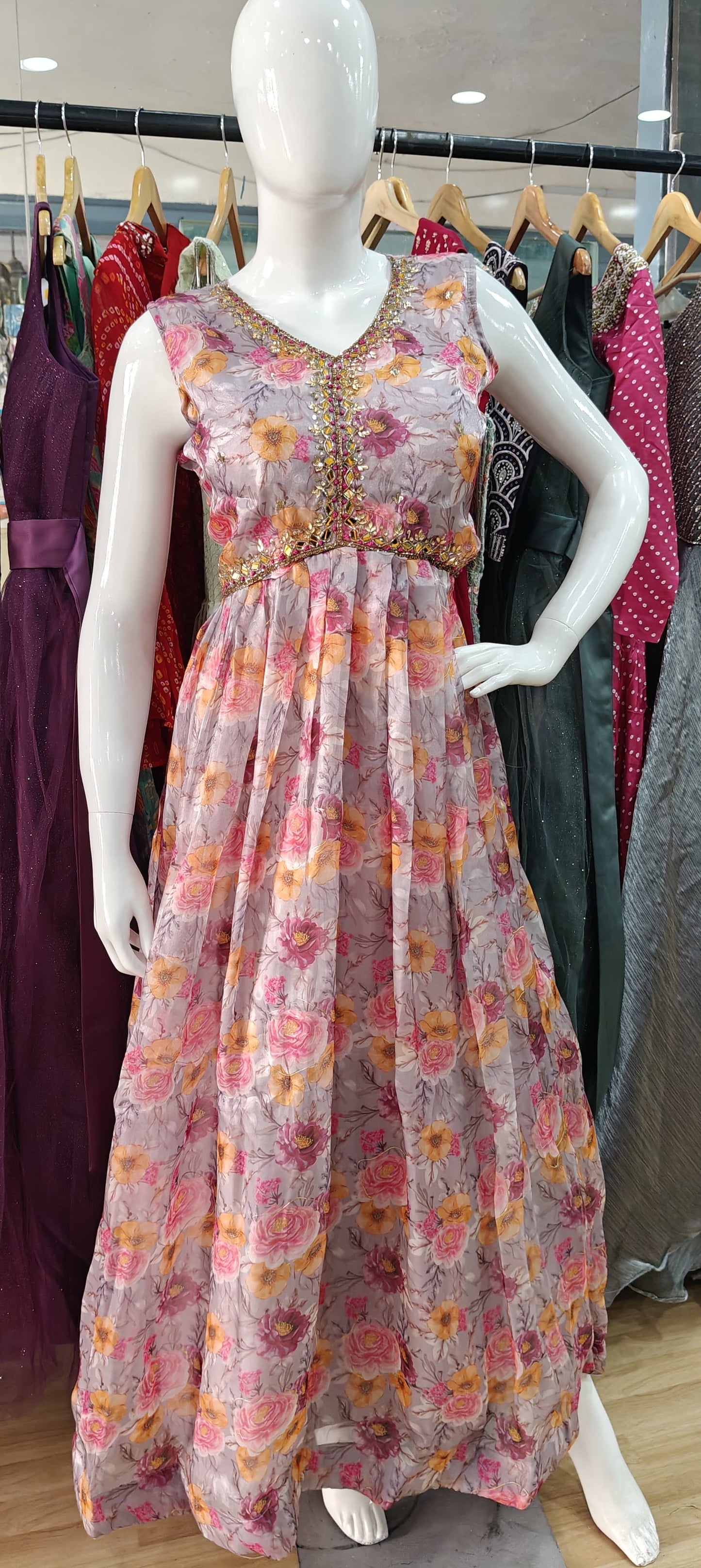 Pink alia cut long dress