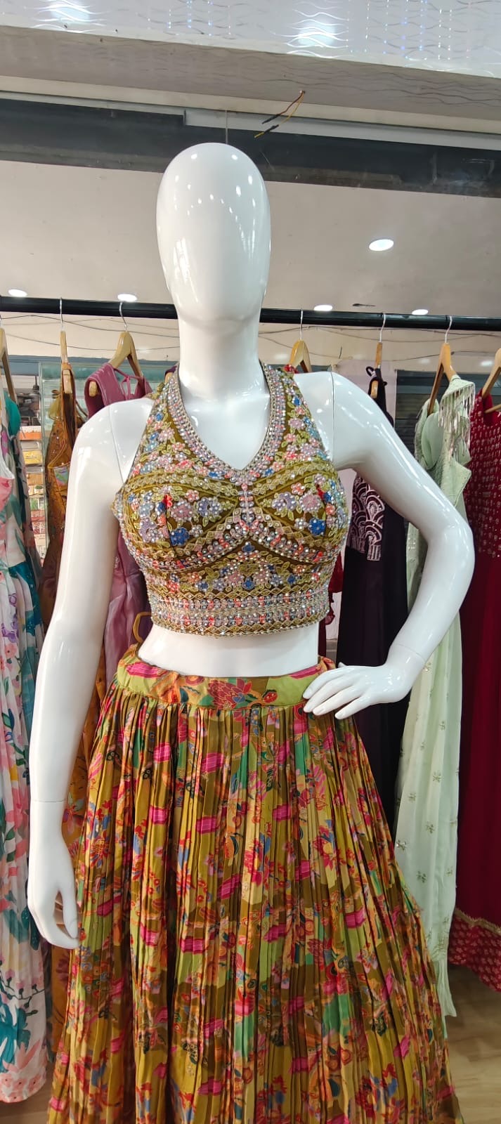 Halter Neck Crush lehenga